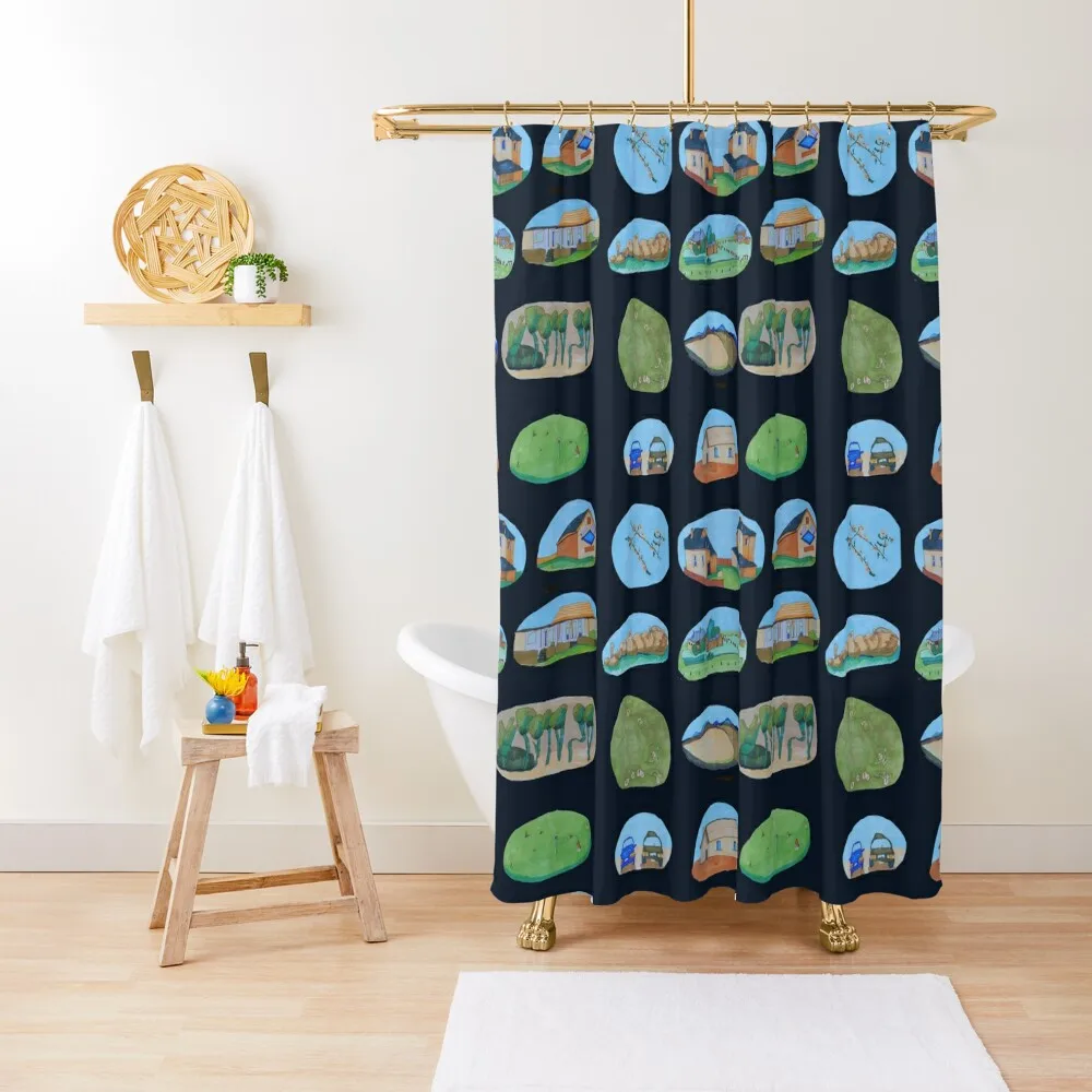 

Country Town Shower Curtain Window Bathroom Accessories Shower Bathroom Curtain