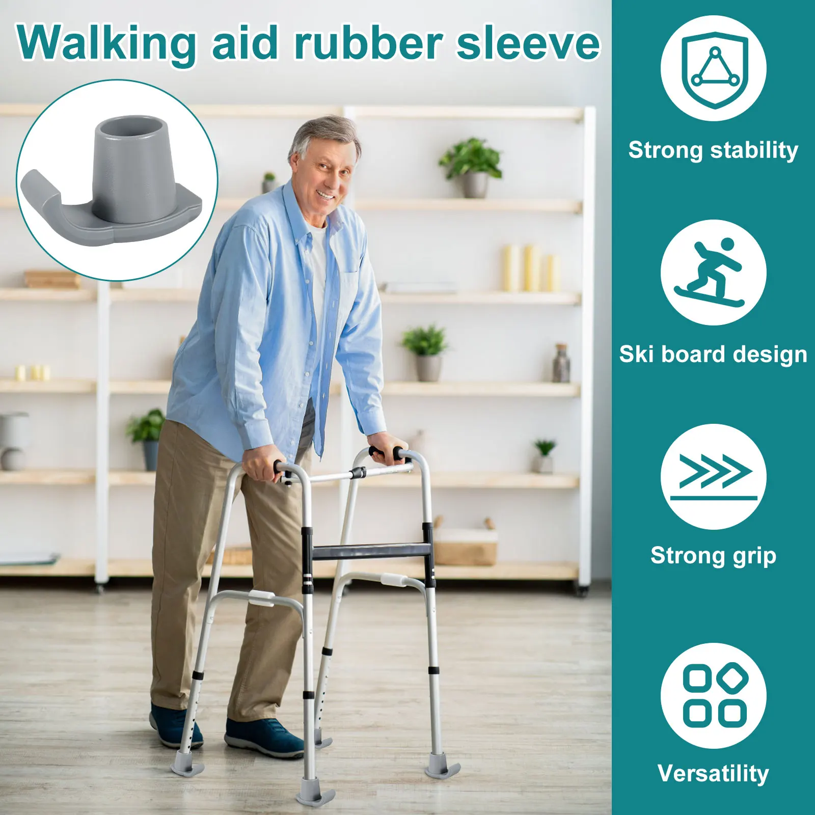 2PCS/Set Walker Ski Glides Rubber Glide Walker Ski Caps Heavy Duty Walker Assist Accessories Reusable Mobility Aid Accessory
