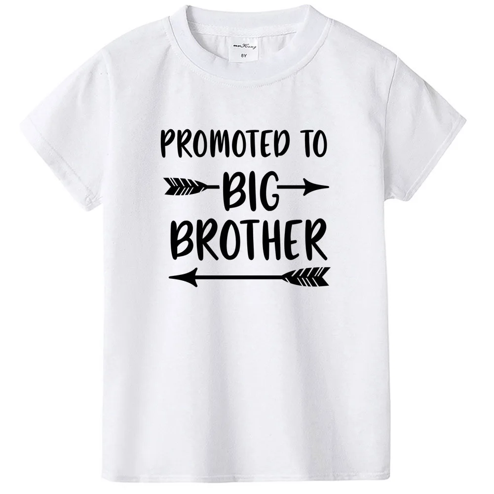 Printed Big Brother Collection Boy\'s T-shirt Round Neck White T-shirt for Kids in Summer Big Bro Boy Tops 80-130cm