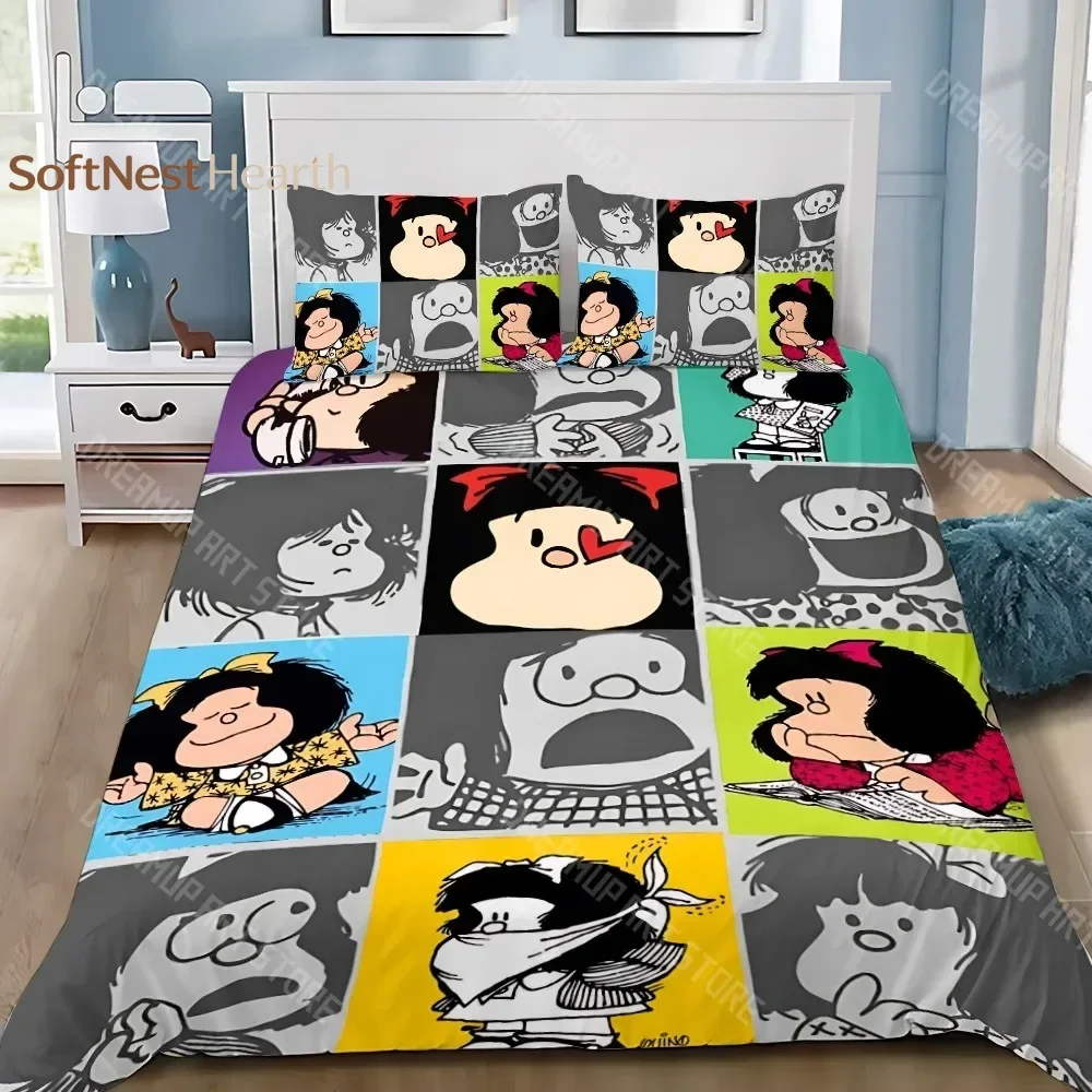 2026 Cartoon Duvet Cover Pillowcase Bedding Set Adult Boy M-Mafalda Girl Bedroom Decoration Children Gift Single Double Large Si