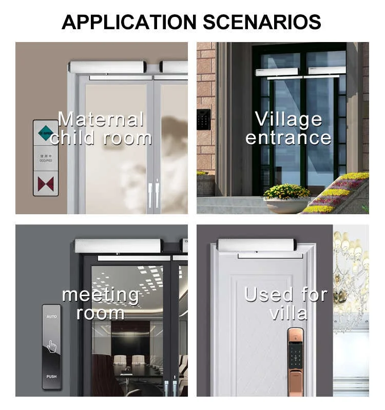 ที่เปิดประตูไฟฟ้าอัตโนมัติแบบ AC110V-240V ที่150kgs ที่เปิดประตูอัตโนมัติพร้อมจอ DC ไร้แปรงถ่าน