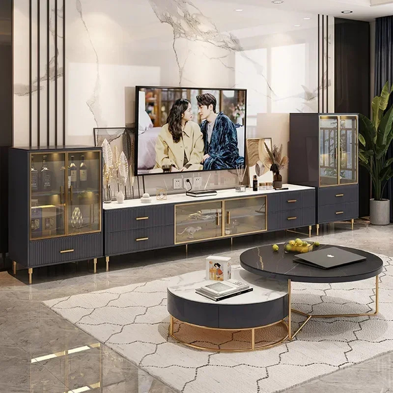 

Nordic Modern Simple TV Cabinet Stone Top Coffee Table Set Furniture Sideboard And Side Cabinet