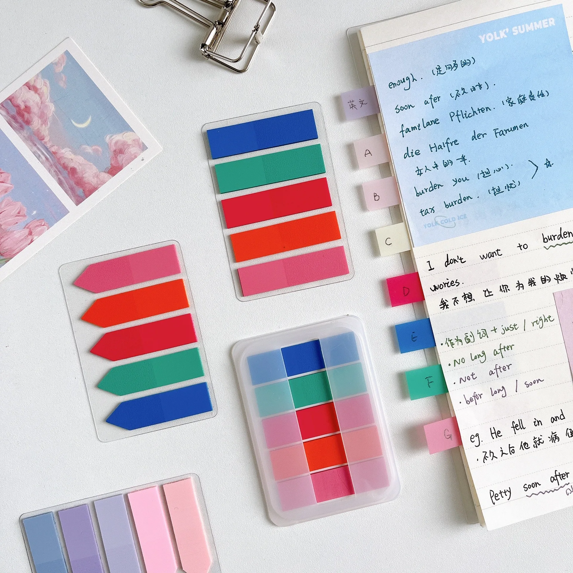 100 Sheet Color Index Sticky Notes Ultra-fine Index Label Stickers PET Sticky Notes Highlighter Instead of Transparent Stickers