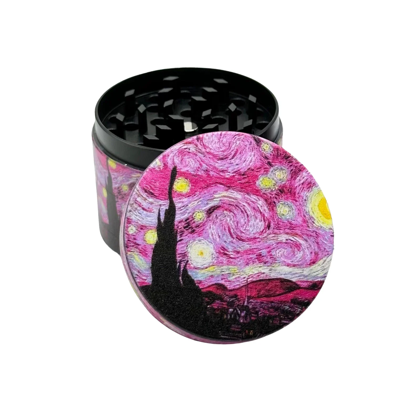 Molinillo de hierbas de metal con cielo estrellado rosa, 50 mm/2 pulgadas