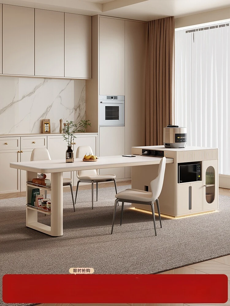 

Island dining table integrated retractable household cream air guide small apartment kitchen integrated dining table