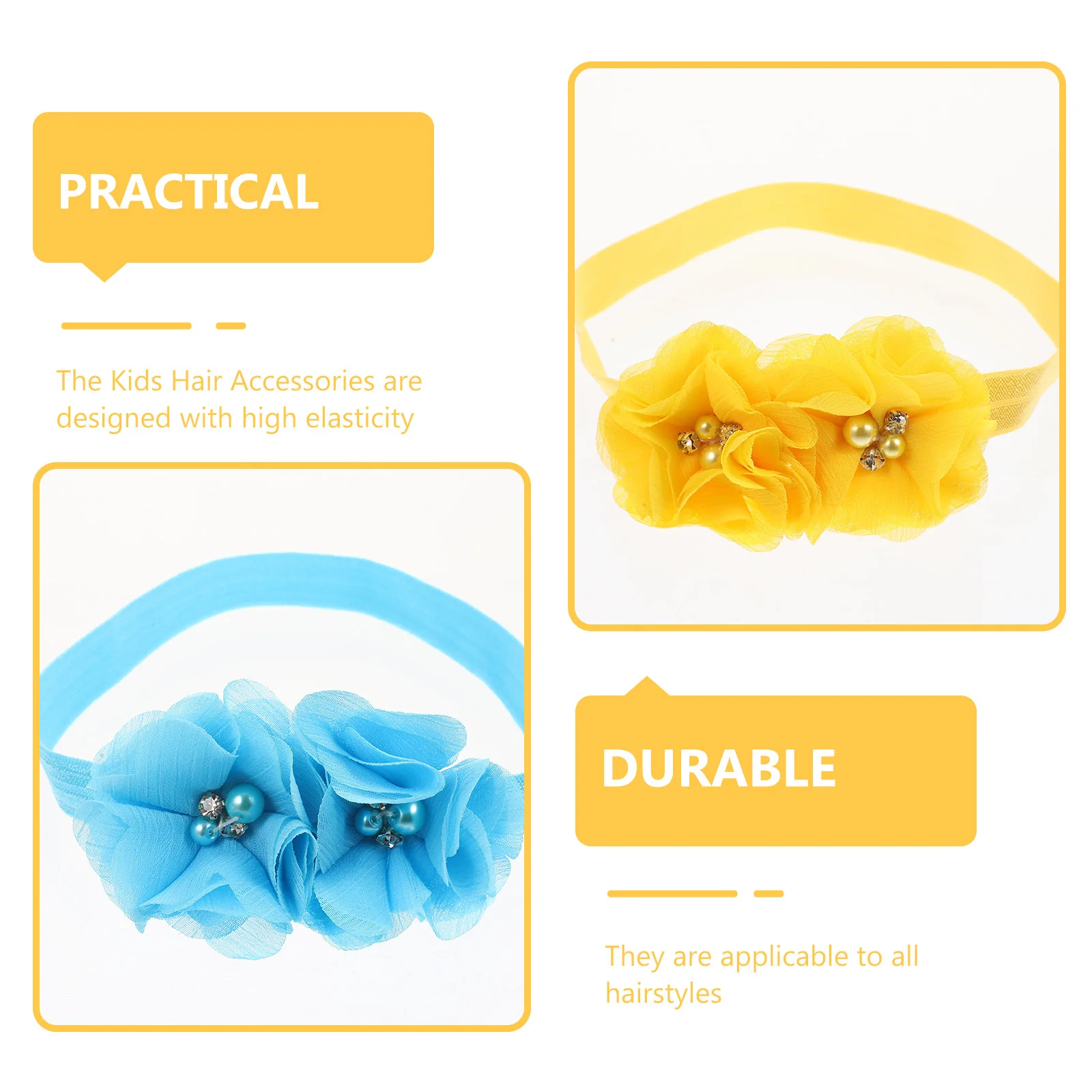 

6Pcs Hair Bands High Elasticity Flower Design Headbands for Babies Photography Birthday Hair Accessories