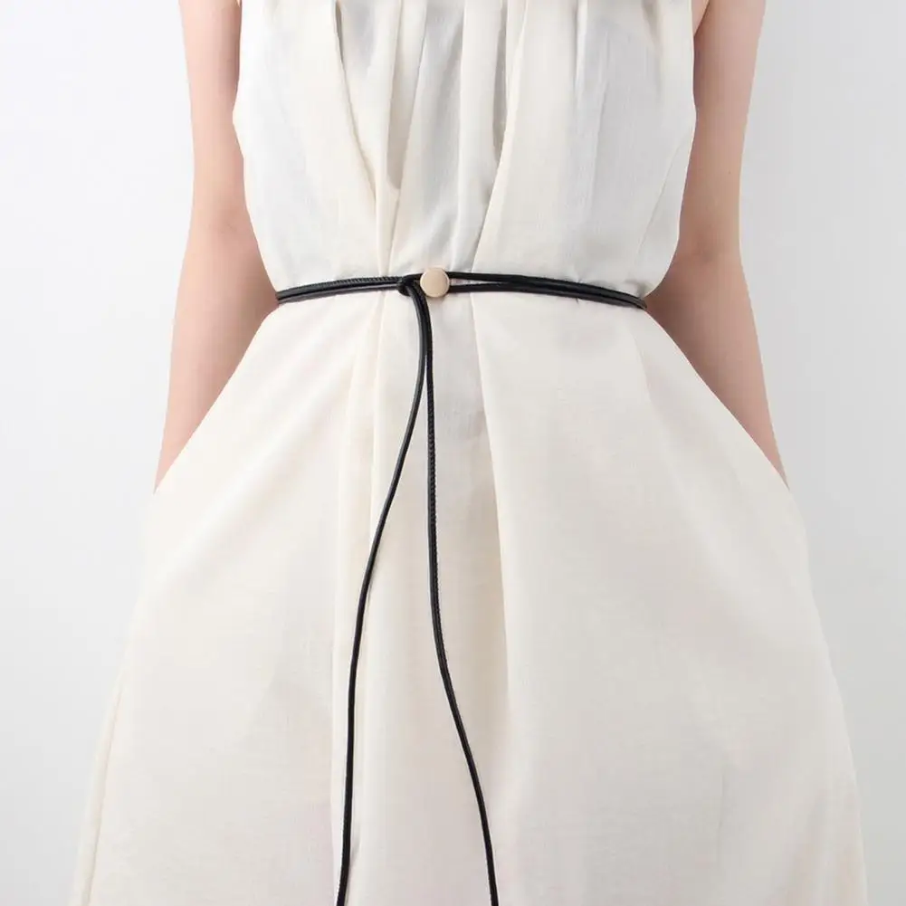 Сплошной цветной ремень, стильный женский ремень из искусственной кожи с регулируемой длиной, износостойкий дизайн, модный аксессуар для платья