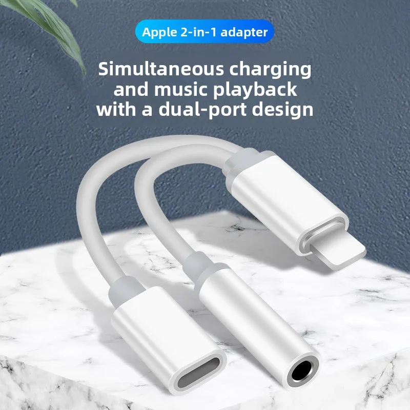 

2 - in - 1 Adapter for Apple Headphones, Phone Converter, Charging and Audio Cable, 3.5mm Jack