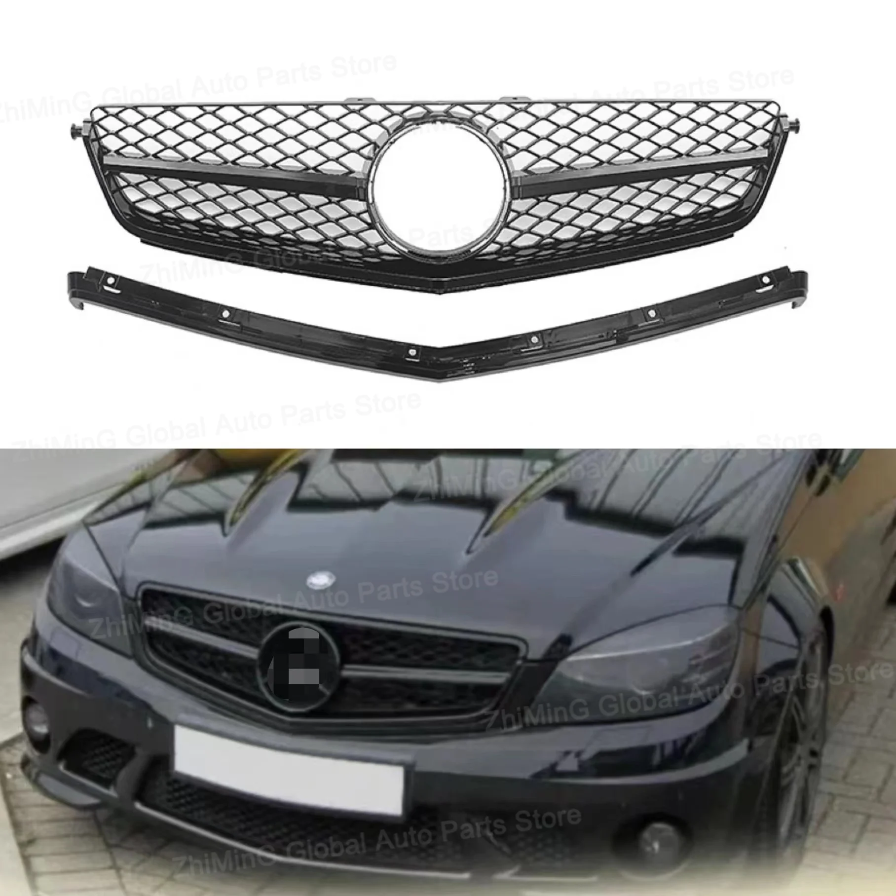 

Front Hood Grille Racing Grill Upgrade Grills Tuning For Mercedes-Benz C Class W204 C63 For AMG 2008 2009 2010 2011