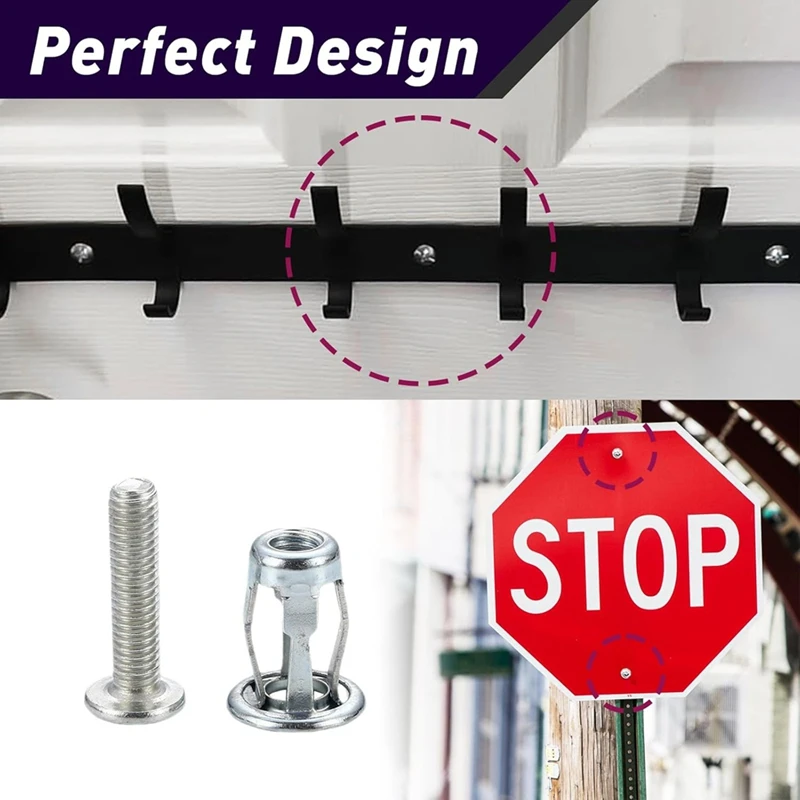 PORK-60 Pcs M 4 X 20 Hollow Door Anchor Set, Hollow Cavity Fixing Hollow Wall Anchors For Aluminium Cladding Sheet Steel Pipe