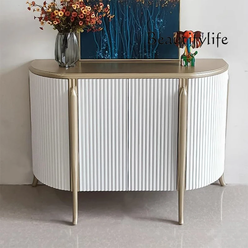 

c American solid wood porch cabinet, champagne color living room locker, entrance foyer storage cabinet customization