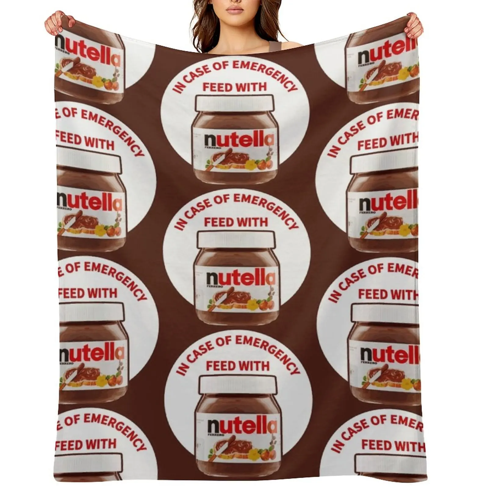 

In Case Of Emergency Feed With Nutella Throw Blanket Soft Big Sofa Quilt Luxury Thicken Personalized Gift Blankets