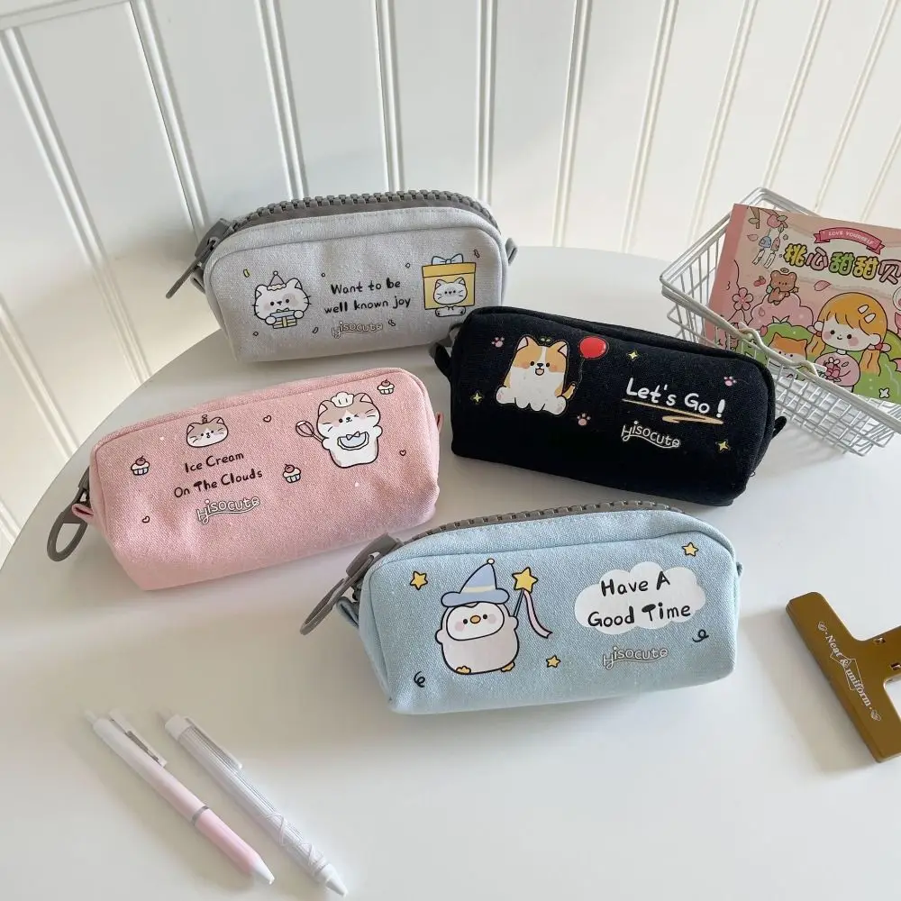 Cute Cartoon Pen Bag Large Capacity Multi-function Stationery Organizer Pencil Case Student