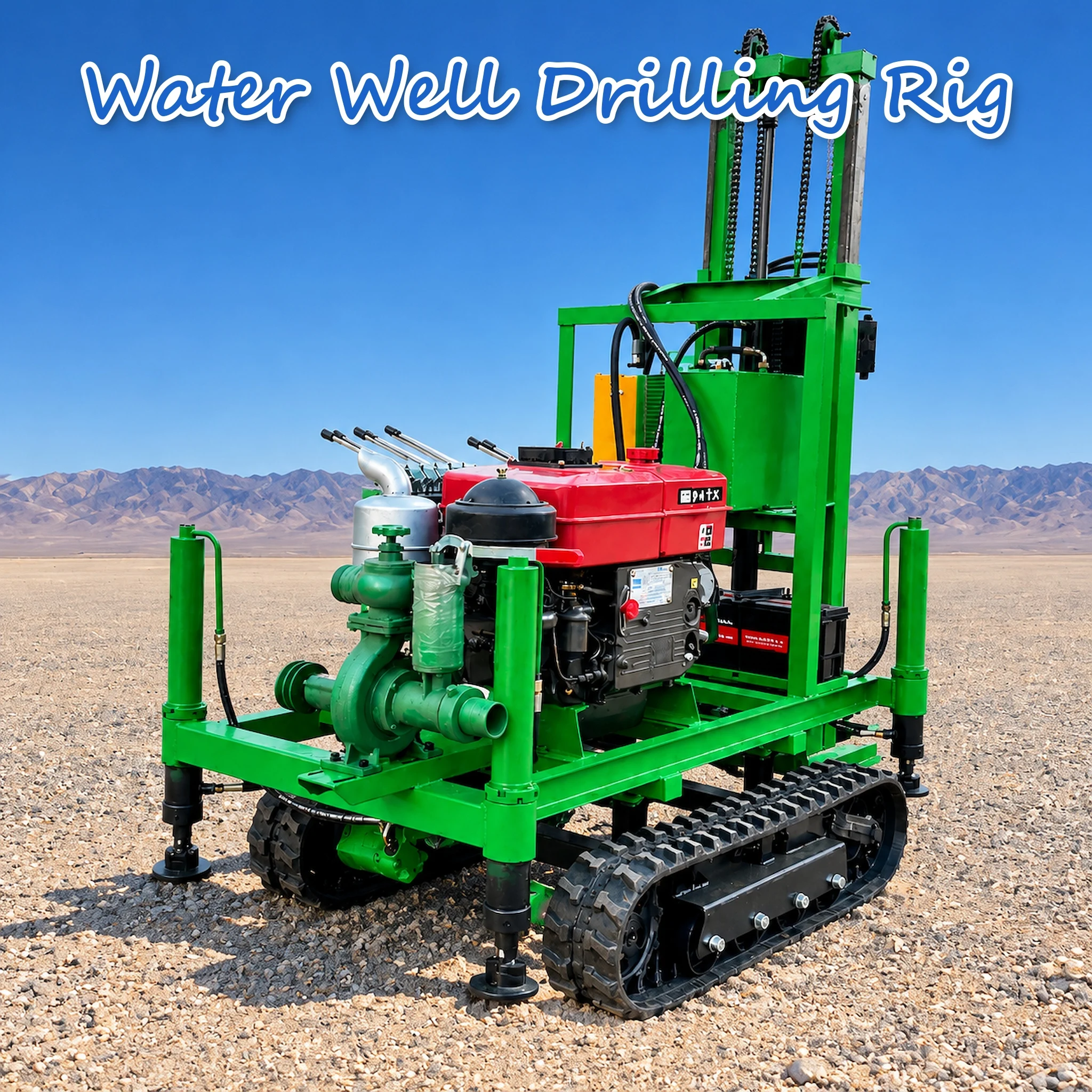 Customized Diesel Engine Hydraulic Drive Borehole Water Drilling Rig 22 to 35HP Movable Body Peak Power Output Fast Working