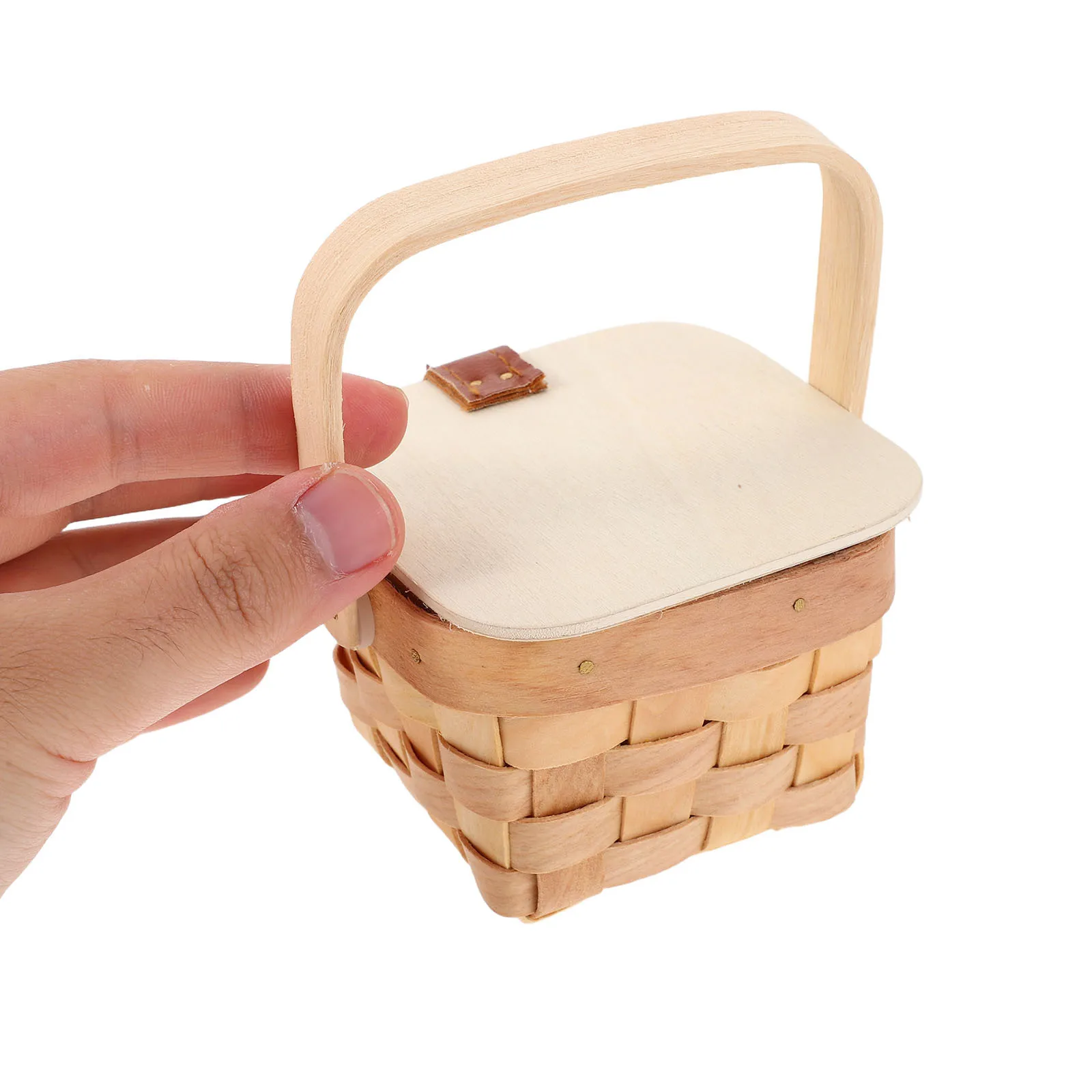 2개 미니 우븐 바구니 나무 손잡이 천연 소형 캔디 홀더 웨딩 파티 선물 공예 장식 카키 미니 햄퍼 바구니
