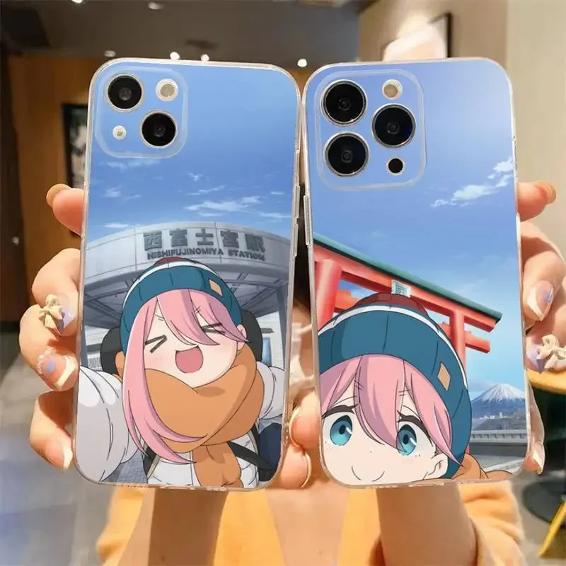 Nadeshiko Yuru Camp Anime Phone Case For iPhone 11 12 Mini 13 14 15 Pro XS Max X 8 7 6s Plus 5 SE XR Transparent Shell