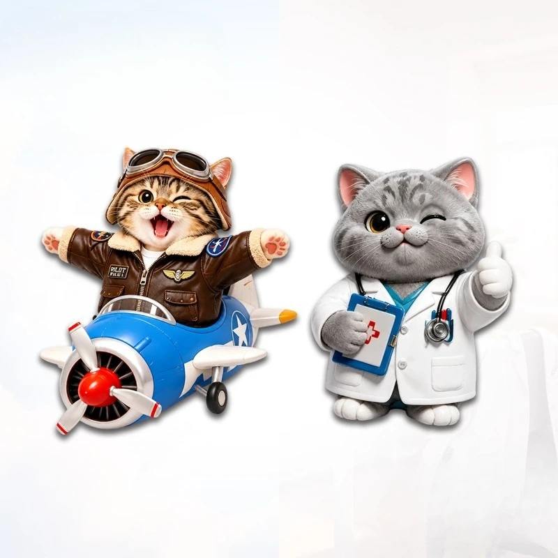 Cat Career Series Fridge Magnet - Charming 3D Job-Themed Souvenir Unique Animal Lovers Gift for Fun & Playful Decor