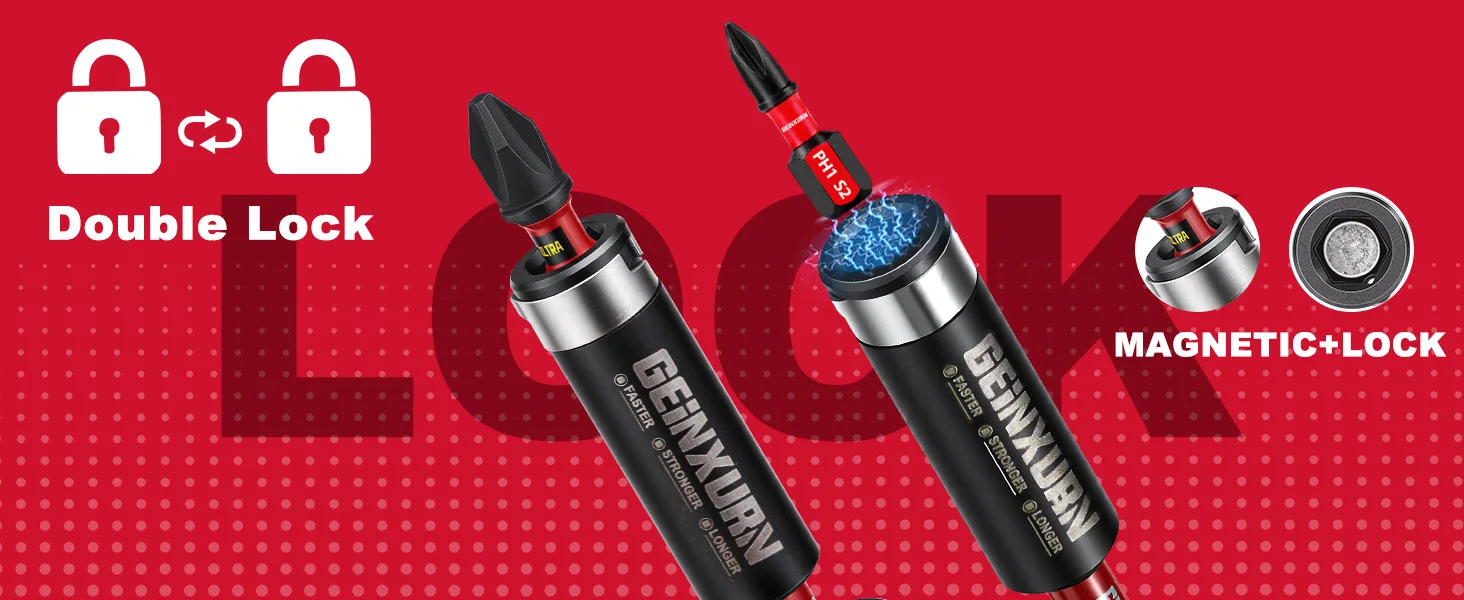 Geinxurn 3-teiliges Schlagbohrer-Bit-Set (2,4"/3"/6"), 1/4" Sechskant, S2-Legierungsstahl, magnetischer Schnellwechsel-Verlängerungshalter für DIY – Detail 3