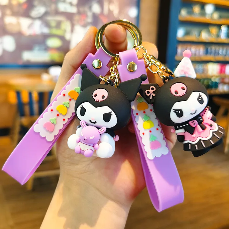 

New Anime Cartoon Sanrio Keychain Kawaii Kuromi PVC Figurines Hanging Ornaments for Car Bag Keychains Claw Keyrings Toys Anime