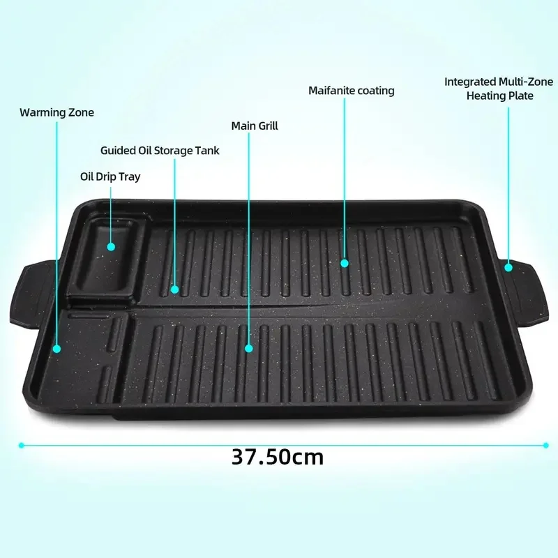 Portable Korean Style Grill Plate with Titanium Nonstick Coating, BBQ Griddle for Outdoor Camping & Household Cooking Use