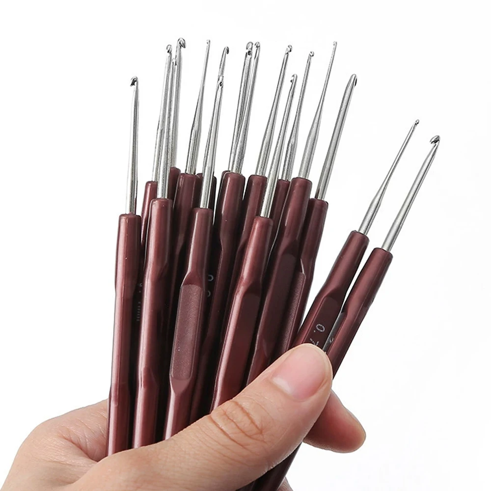 Knitting Hook Needle Dreadlock Hair Tools Metal Plastic Crochet Hooks 0.5Mm 0.6Mm 0.7Mm 0.8Mm Hair Weaving Micro Hook DIY