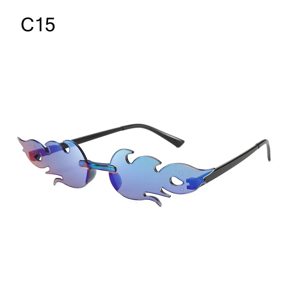 Novelty Rimless Cosplay Party Flame Sunglasses Flame Shaped Sunglasses for Women Sun Glasses