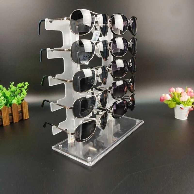 652F 10 Pairs Two Row Sun Glasses Display Stand Plastic Storage Holder Eyeglasses Shelf Eyeglass Collections for Sale Show