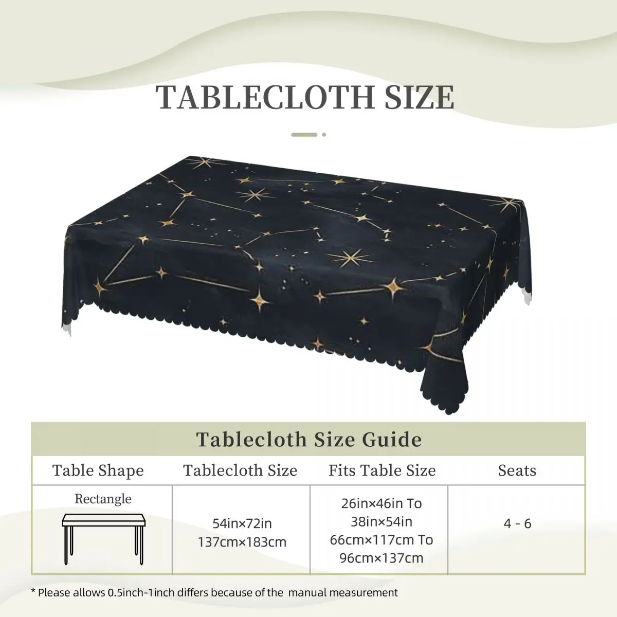 Constellation Star Clusters Galaxies Halloween Custom Rectangular Tablecloth Oilproof Table Cover for Dining Events Table Cloth