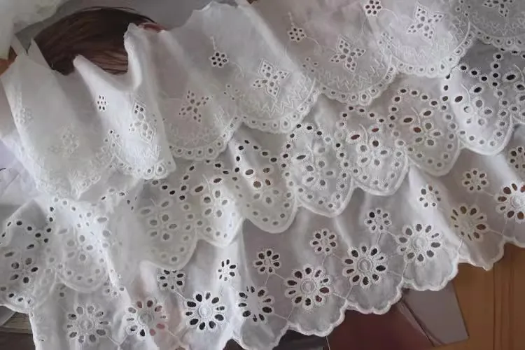 High Quality Single Side Flower Cotton Thread Embroidery Cotton Lace DIY Dress Skirt Trim Extended Stitching Accessories image 2