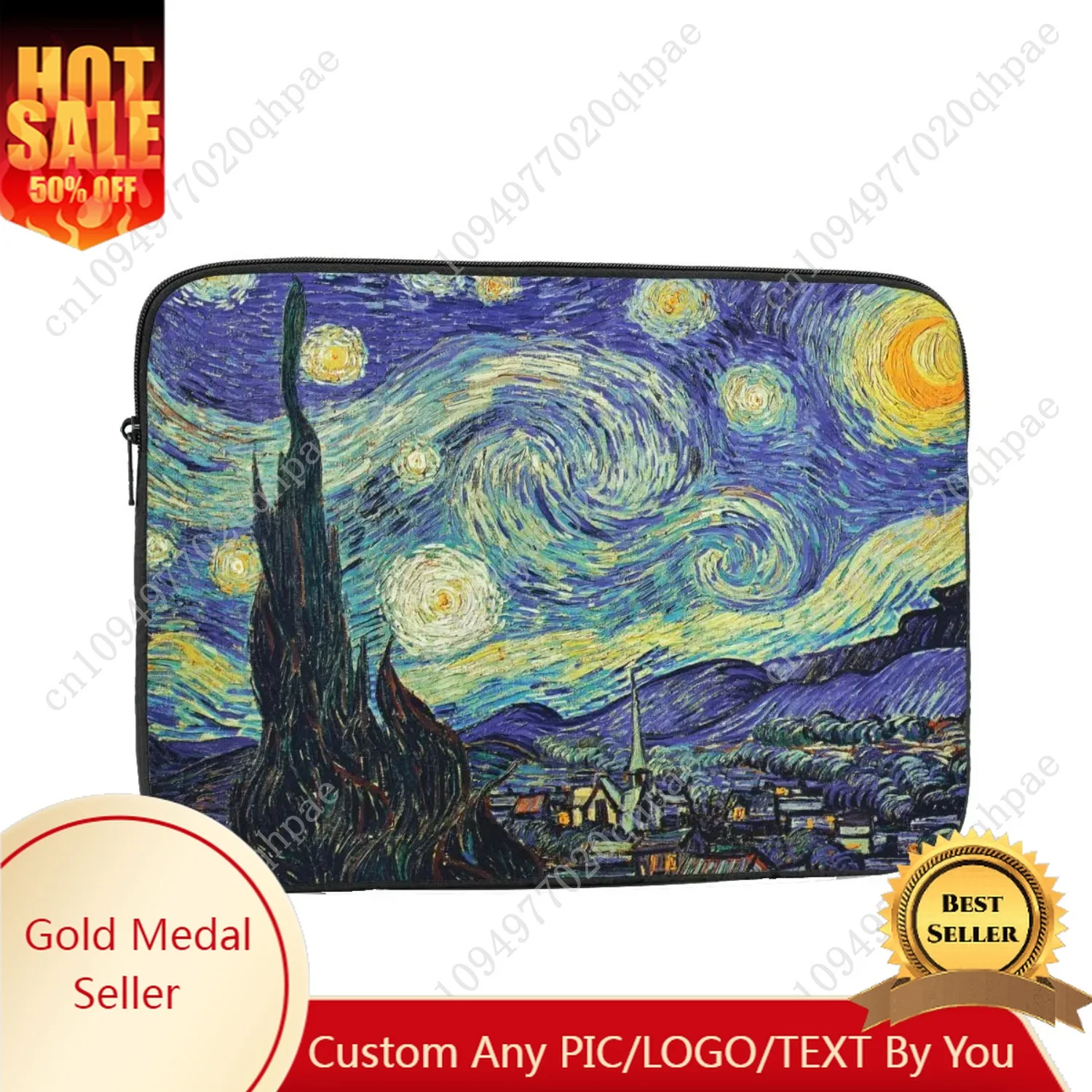 حافظة مضادة للصدمات 12 13 15 17 بوصة فان جوخ حقيبة كمبيوتر محمول بطانة كم حقيبة الكمبيوتر المحمول