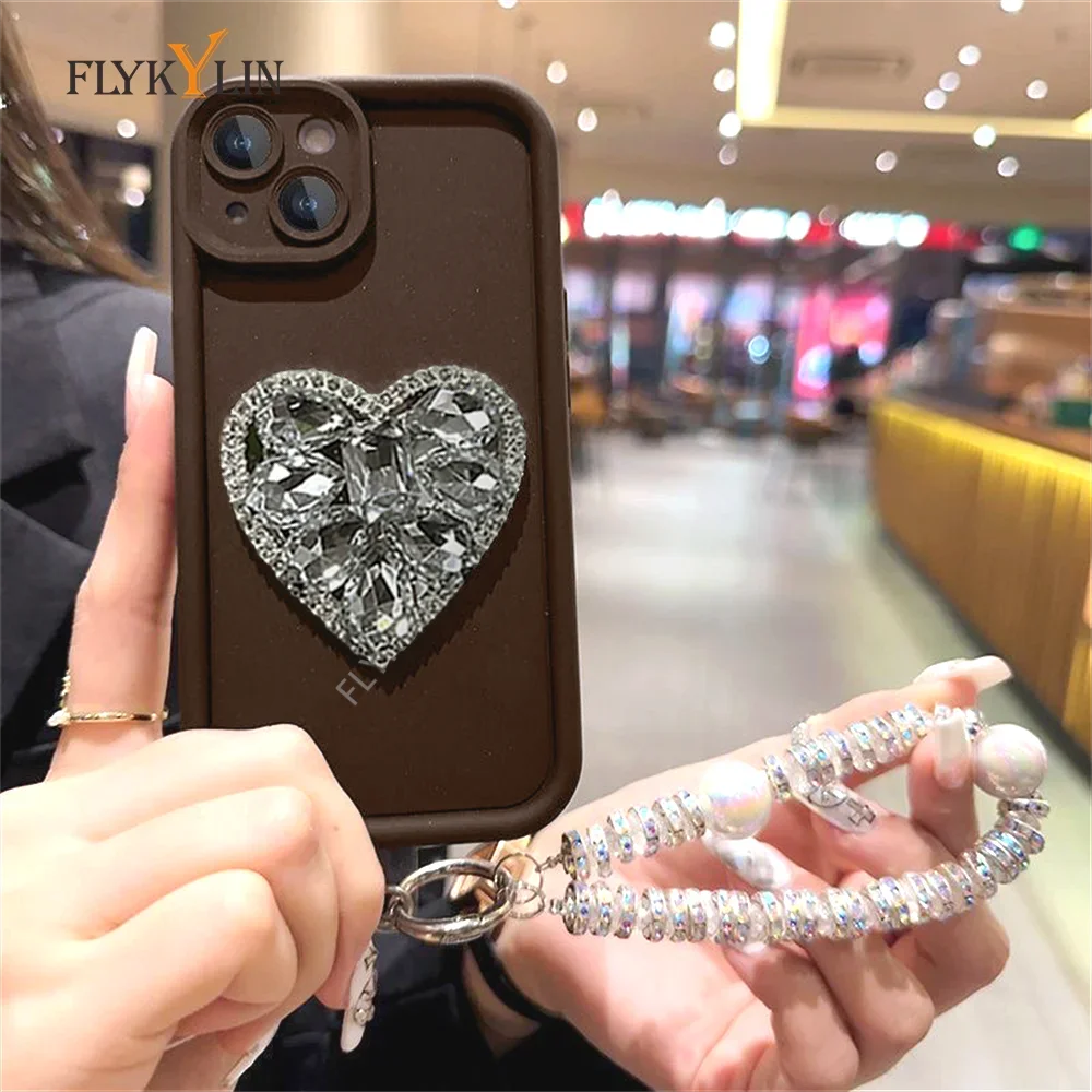 FLYKYLIN Love Diamonds Phone Case For Huawei Nova 13 12 11 10 9 8 Pro 11i 12i 5t Y70 Plus Soft Silicone With Bracelet