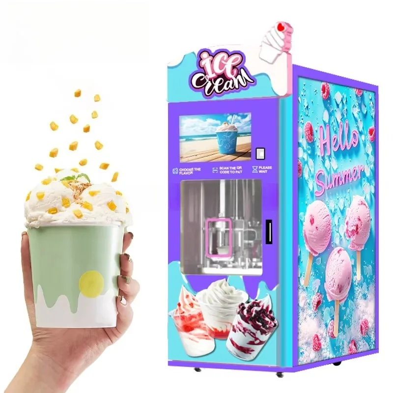 Self Service Ice Cream Vending Machine Commercial Soft Serve Maker Frozen Yogurt Equipment for Shopping Center