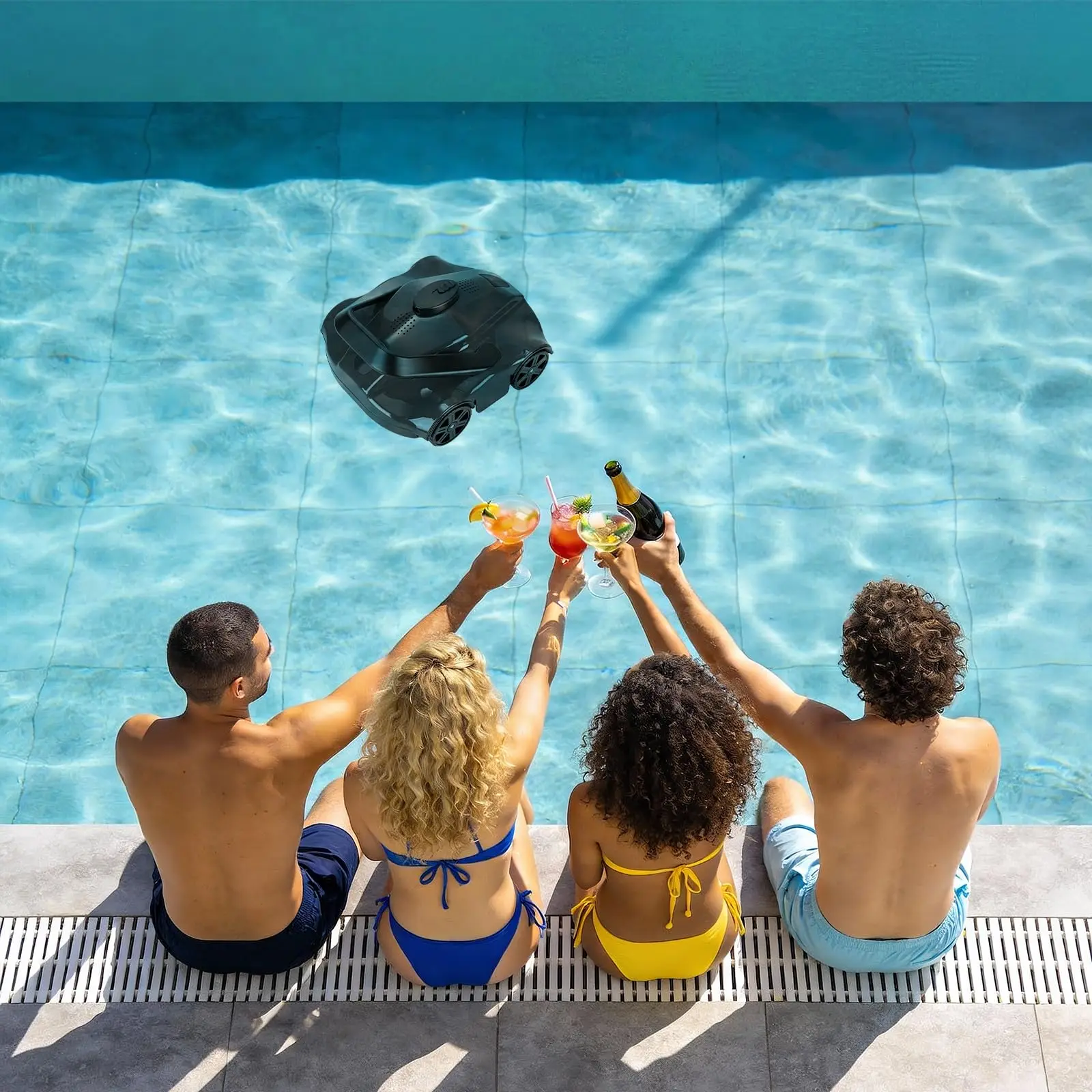 Automatic Cordless Pool Vacuum Robot, 130-Min Runtime, Self-Parking Cleaner For Above-Ground Pools Up To 860 Sq Ft