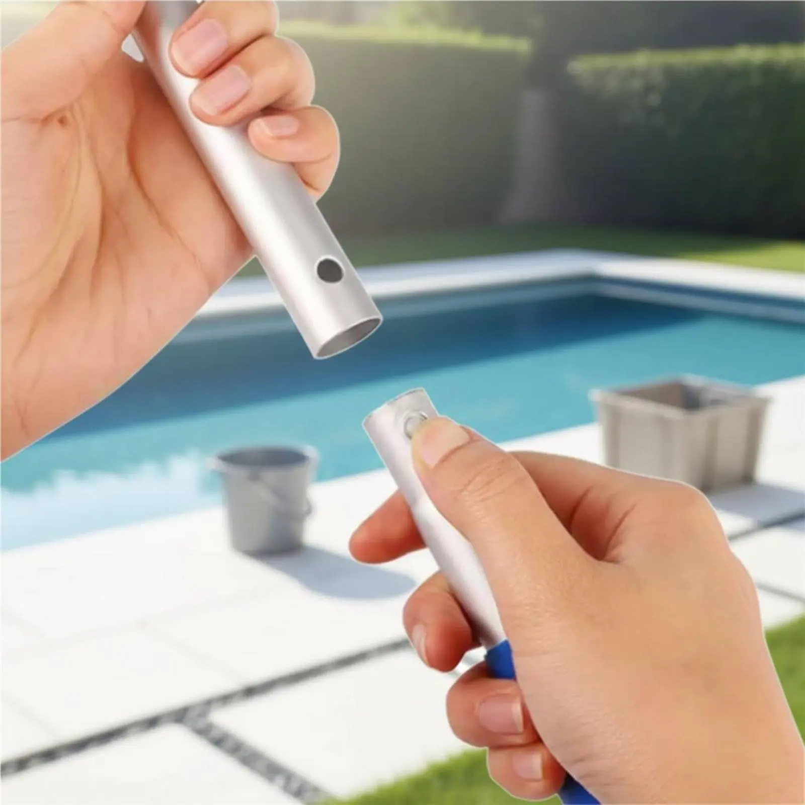 Detachable Pool Foliage Net Easy to Use Pool Skimmer with Pole Quick Connect Wide Curved Rim for Spa, Fountain