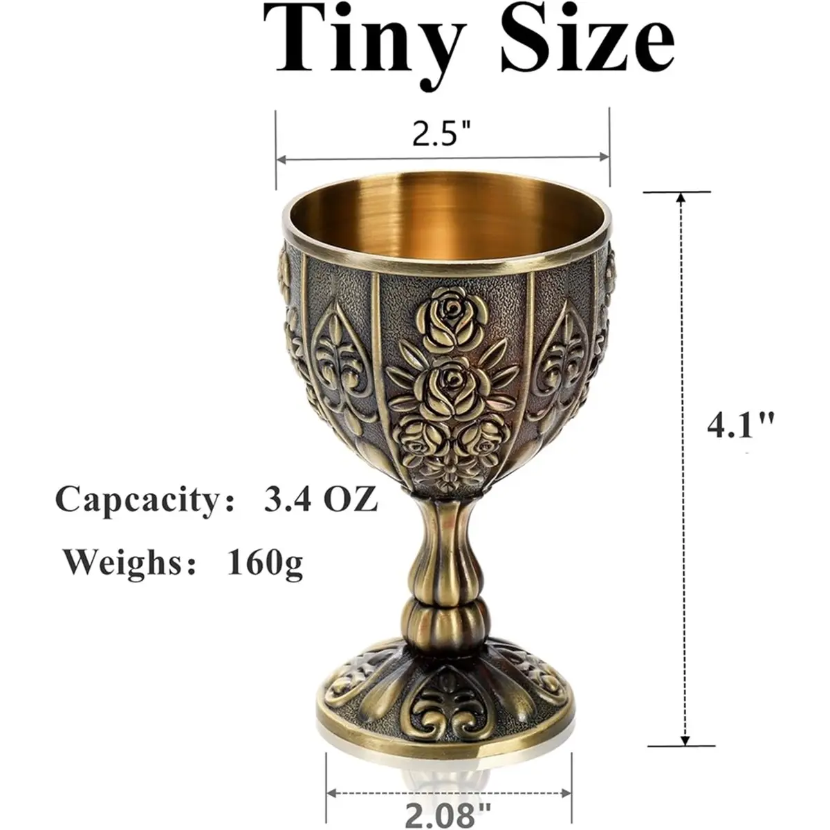 Handmade Goblet ,Vintage Engraving Wine Cup, 3.4OZ Food Safe Sturdy Drinking Vessel Shot Glasses for Home Decor