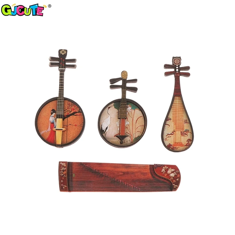 1/12 Dollhouse Pipa Guzheng Guqin Model Miniature National Musical Instrument Toy Ornament Dolls House Decoration Craft