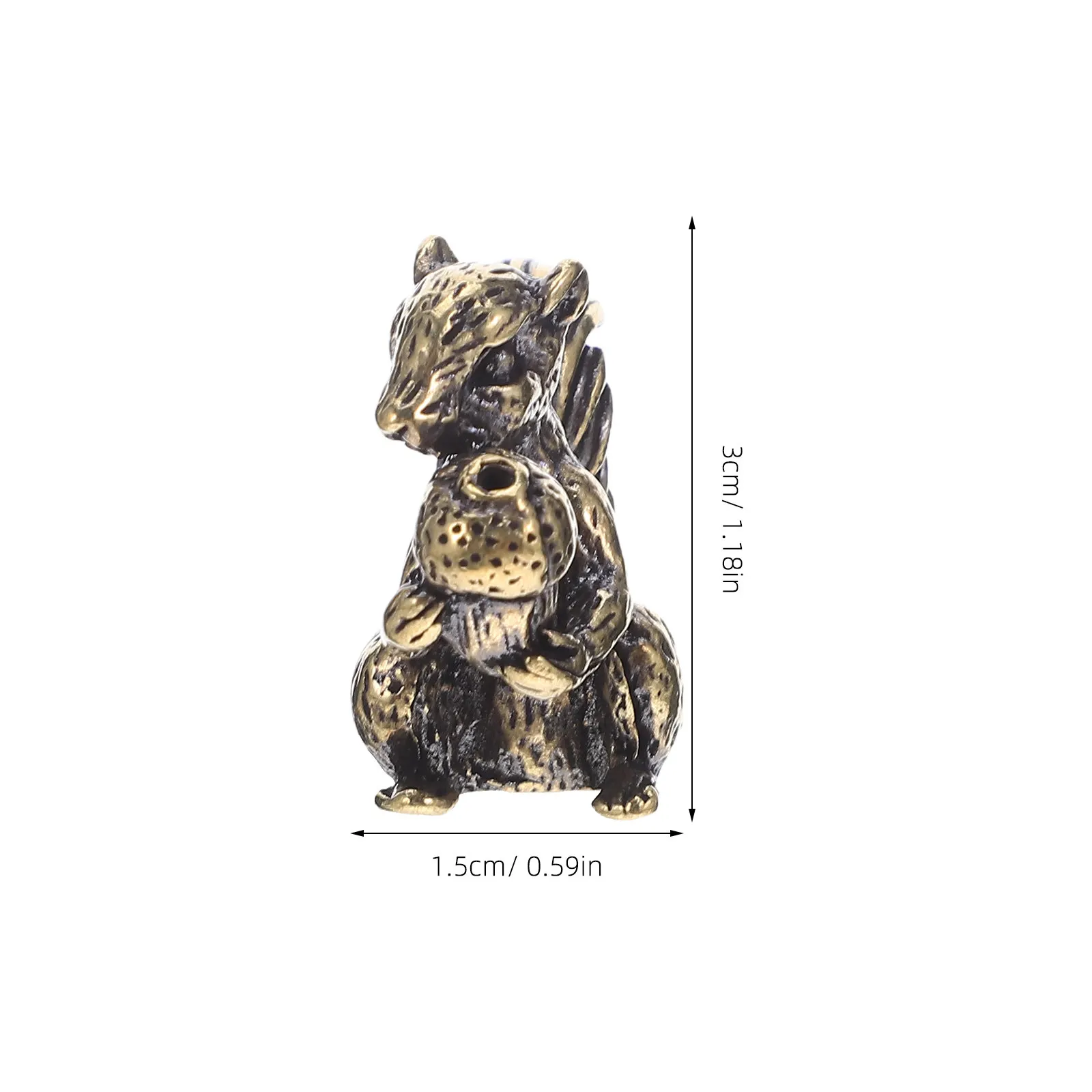 3Pcs Brass Squirrel Statue Miniature Vintage Sculpture Small Animal Ornament Desk Shelf Decoration Home Office Accent Compact