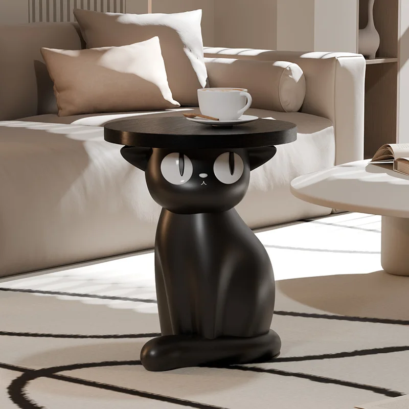 Creativity Black Cat Living Room End Table Cartoon Animals Side Table Bedroom Nightstand Playful Home Decor Accent Furniture