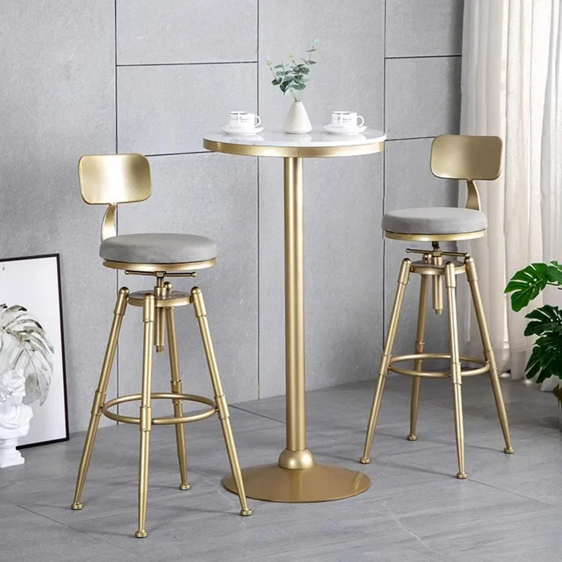 Stylish Vintage Bar Chairs Luxury Gold Nordic Bistro Chairs High Comfortable Bancos Para Barra De Cocina Modern Furniture