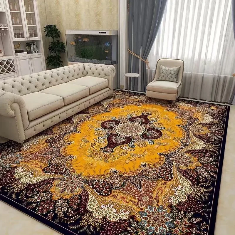 Vintage Persian Red Carpet Living Room High-end Luxury Rug Bohemia Bedroom Decor Rug Tea Table Anti-slip Large Area Mat Washable