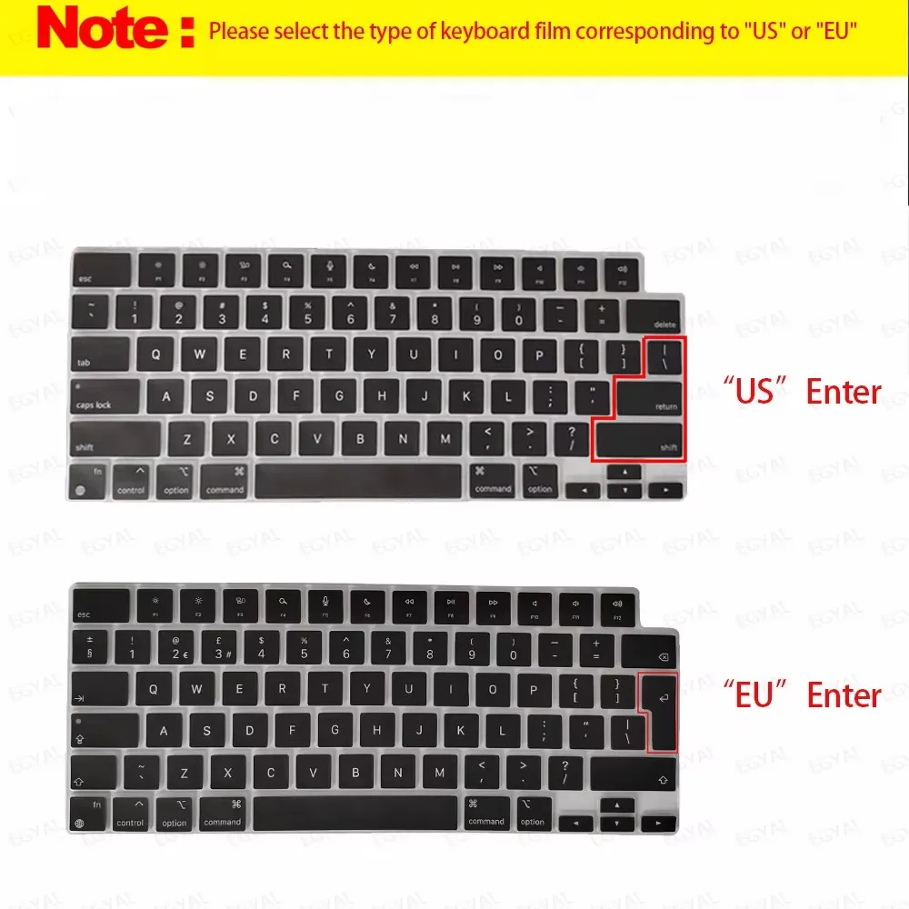 Korean Keyboard Cover for MacBook Air 15 M3 2024 EU Version Enter Spanish Keyboard Cover for MacBook Pro 14 M4 Pro 16 Air 13.6