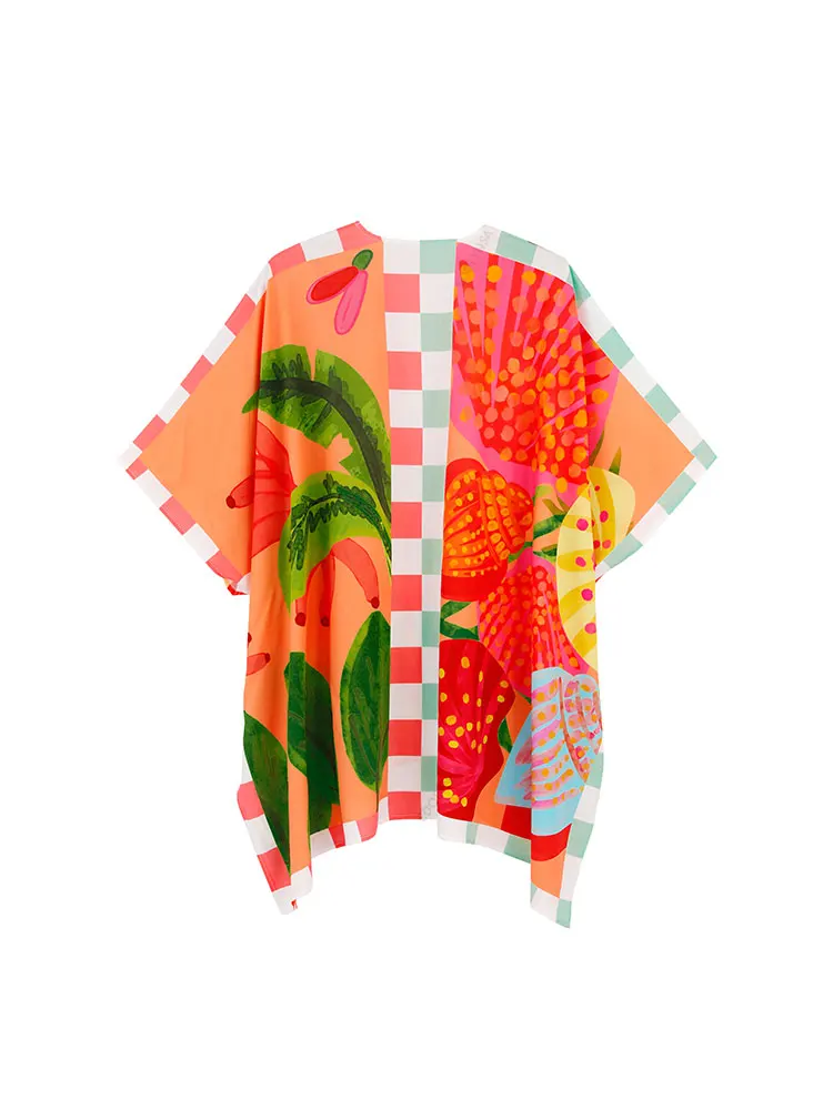 Kimono imprimé style bohémien pour femmes, cardigan à manches longues, grande taille, vêtements de plage, été, 2023, A2438