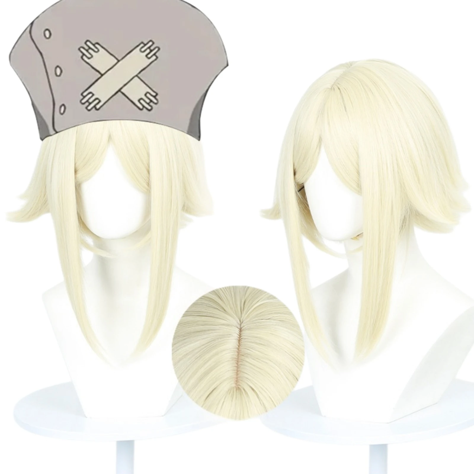 

Eisha Stilza Cosplay Wig Anime Light Golden Short Bob Wig Synthetic Heat Resistant Hair Halloween Wigs