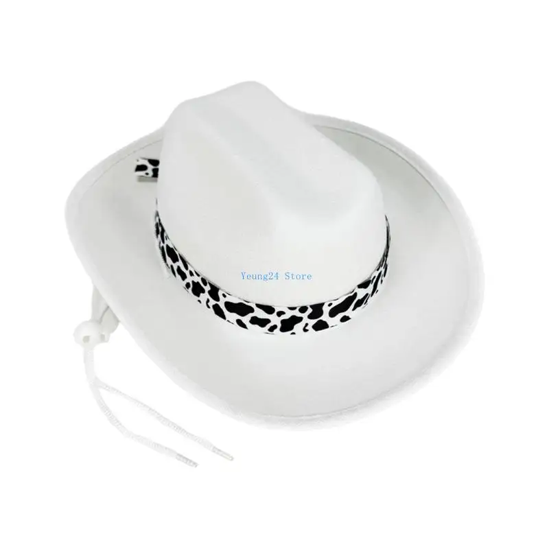 P8DB Cappelli da cowboy regolabili con design a mucca per bambini Equestre durevole