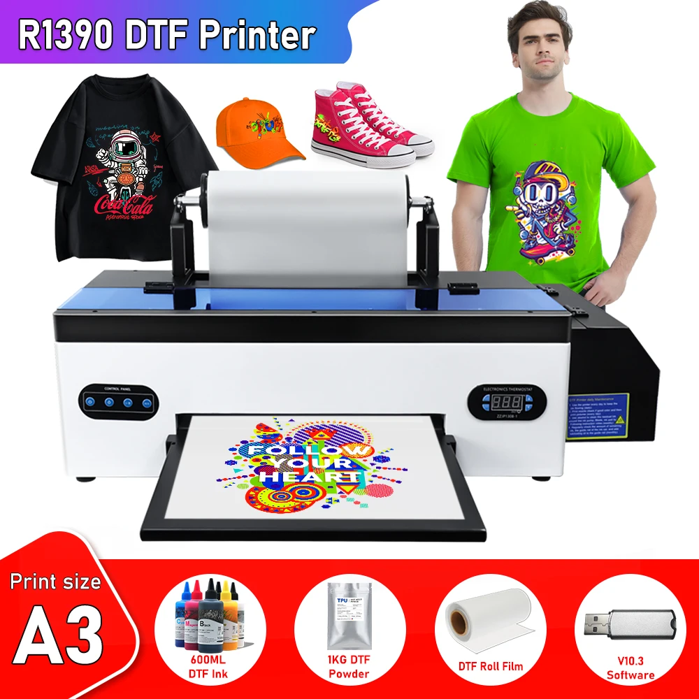 A3 impresora dtf  For Epson R1390 DTF t shirt Printing machine A3 dtf transfers ready to press machine for all fabric dtf print