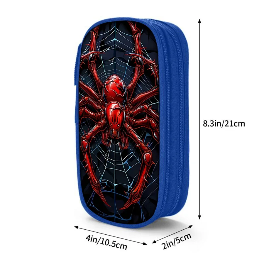 Red Spider Pattern Multifunctional Double Layered Pen Case for Boy and Girls Best Gift 2D Flat Cartoon Pencil Case for Children