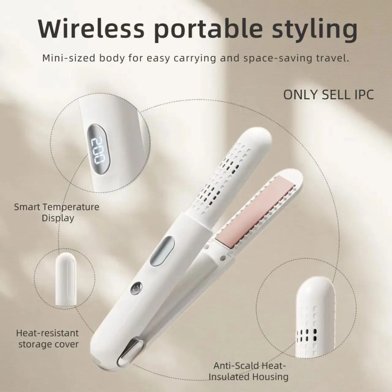 Wireless mini clip negative ion dual straight hair curler, compact travel hair board, suitable for women's daily hairstyles