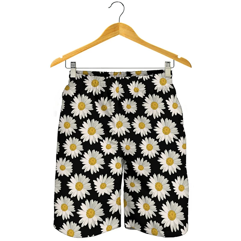 Cute Daisy Flower 3D Printed Beach Shorts Men/women Vacation Surf Swimwear Classic Sunflower Print Sport Trunks Kids Y2k Clothes