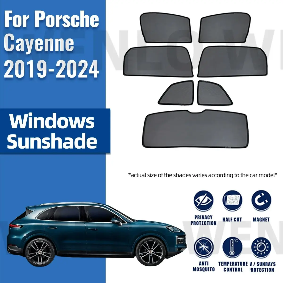 

For Porsche Cayenne 2019 2020 2021 2022 2023 2024 Magnetic Car Sunshade Front Windshield Curtain Rear Side Window Sun Shade