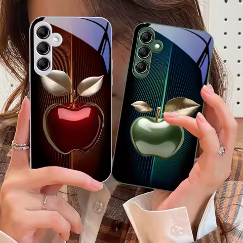 Stripe gradient apple red For Samsung Galaxy A14 4G 20 30 52 20S 21S 22 32 33 34 42 50 51 53 54 70 71 72 73 5G Glass Phone Case